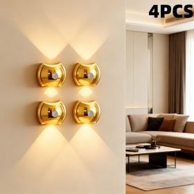 LED Modern Indoor Wall Light With Motion Sensor 3 Color Modes 2700K 4500K 6500K USB Rechargeable Magnetic Portable Wall Sconce For Living Room Be (Option: Gold-4PACK)