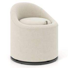 Barrel Chair with Storage 360�� Swivel Upholstered Vanity Chair (Color: beige)