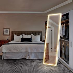 3 Color Lighting Mirror with LED Lights, 64"x21" Lighted Floor Standing Mirror with Stand, Wall Mounted Hanging (size: Right angles/21'64)