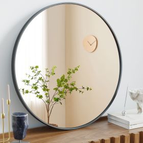 Black Round Wall Mirror 20-30 Inch, Bathroom Mirrors for Over Sink, Circle Mirror for Bathroom, Entryway, Bedroom, Vanity (size: Black/24in)