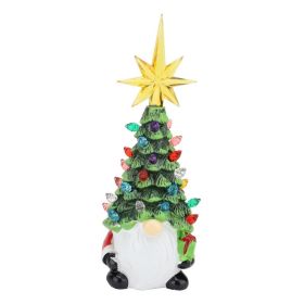Dwarf Xmas Tree Decoration Resin Colorful Light Compact Gnomes Xmas Tree Ornament For Home Countertop Office (Option: Default)